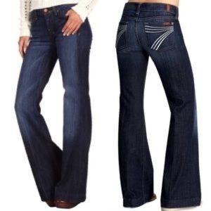 7 For All ManKind Dojo Wide Leg Jeans White Stitch 27 x 30